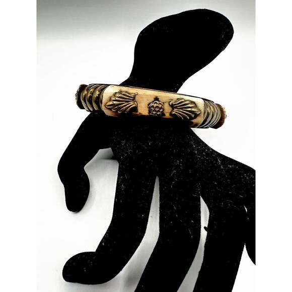 Vintage Bone Brass Bangle Resortware J-01-87 - Picture 1 of 10